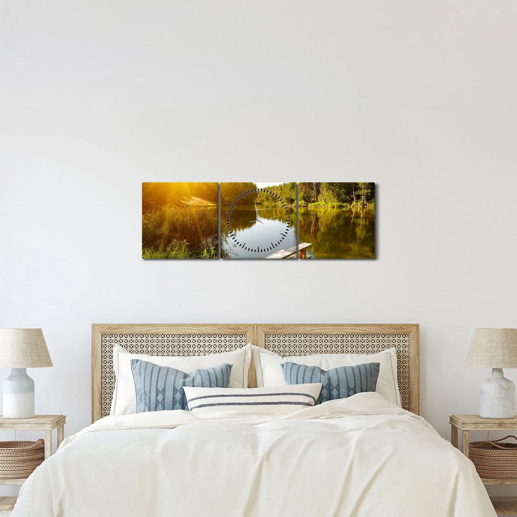 Kép - Tó az erdőnél (órával) (90x30 cm)