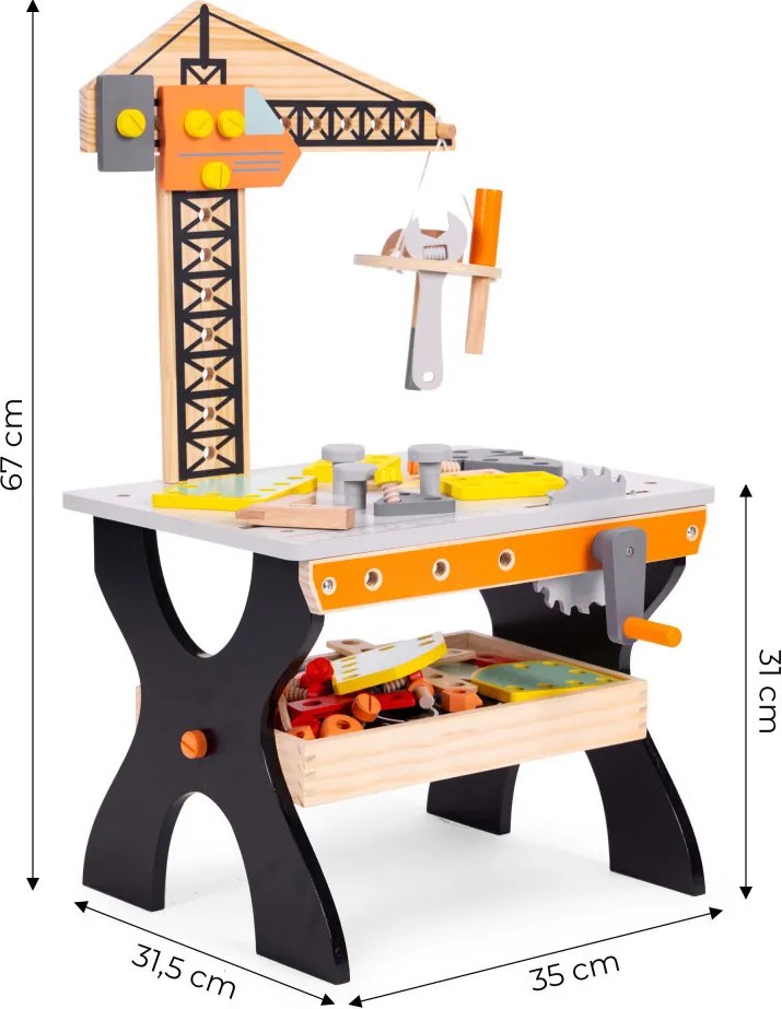Fa gyerek szerelőasztal, barkácspad