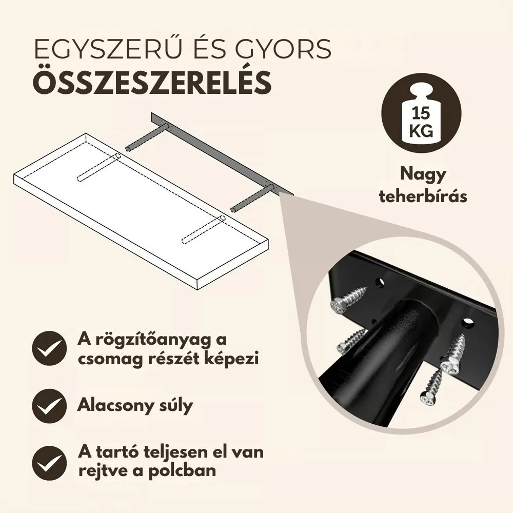 FIGO + fali polc konzollal, 90cm, sötét tölgy Casaria