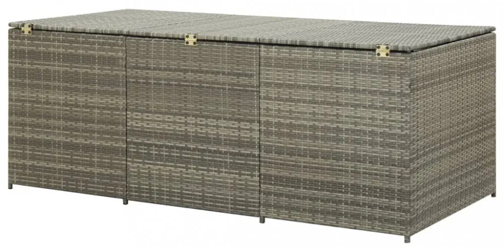 szürke polyrattan kerti tárolóláda 180 x 90 x 70 cm