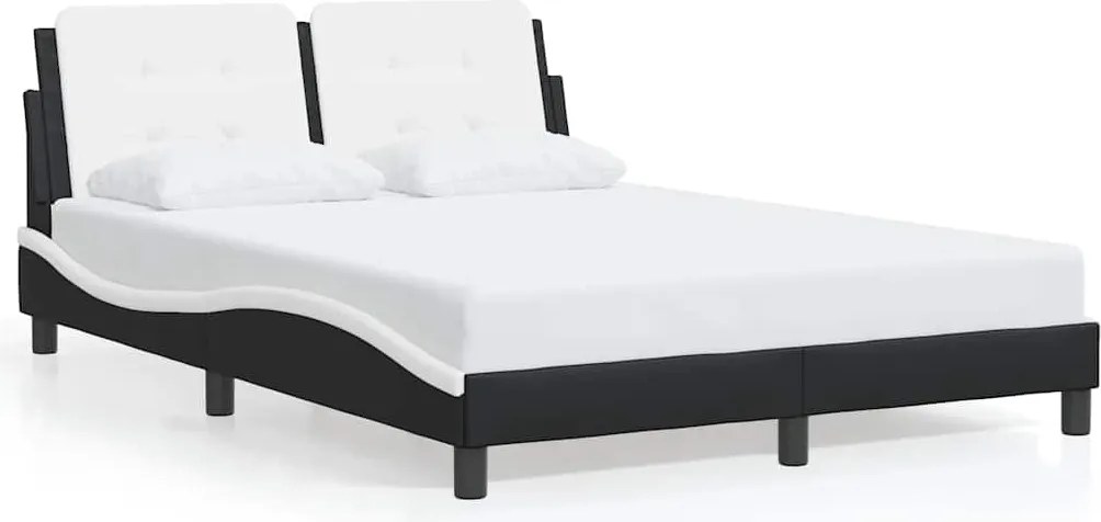 vidaXL fekete és fehér műbőr ágykeret matrac nélkül Zadar 140x190 cm