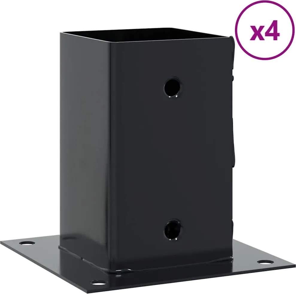 vidaXL 4 db antracit porszórt acél oszlopalapok négyzet alakú 81x81 mm