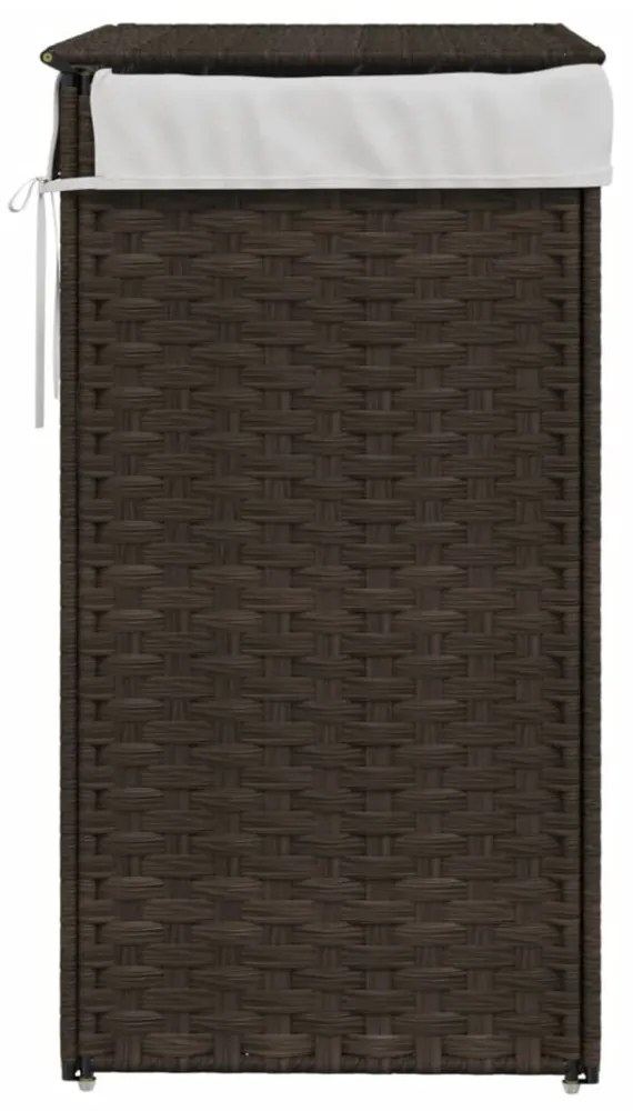 sötétbarna polyrattan szennyeskosár fedéllel 46x33x60 cm