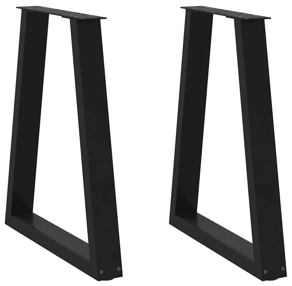 2 db fekete, V-alakú acél étkezőasztal láb 50 x (72-73) cm