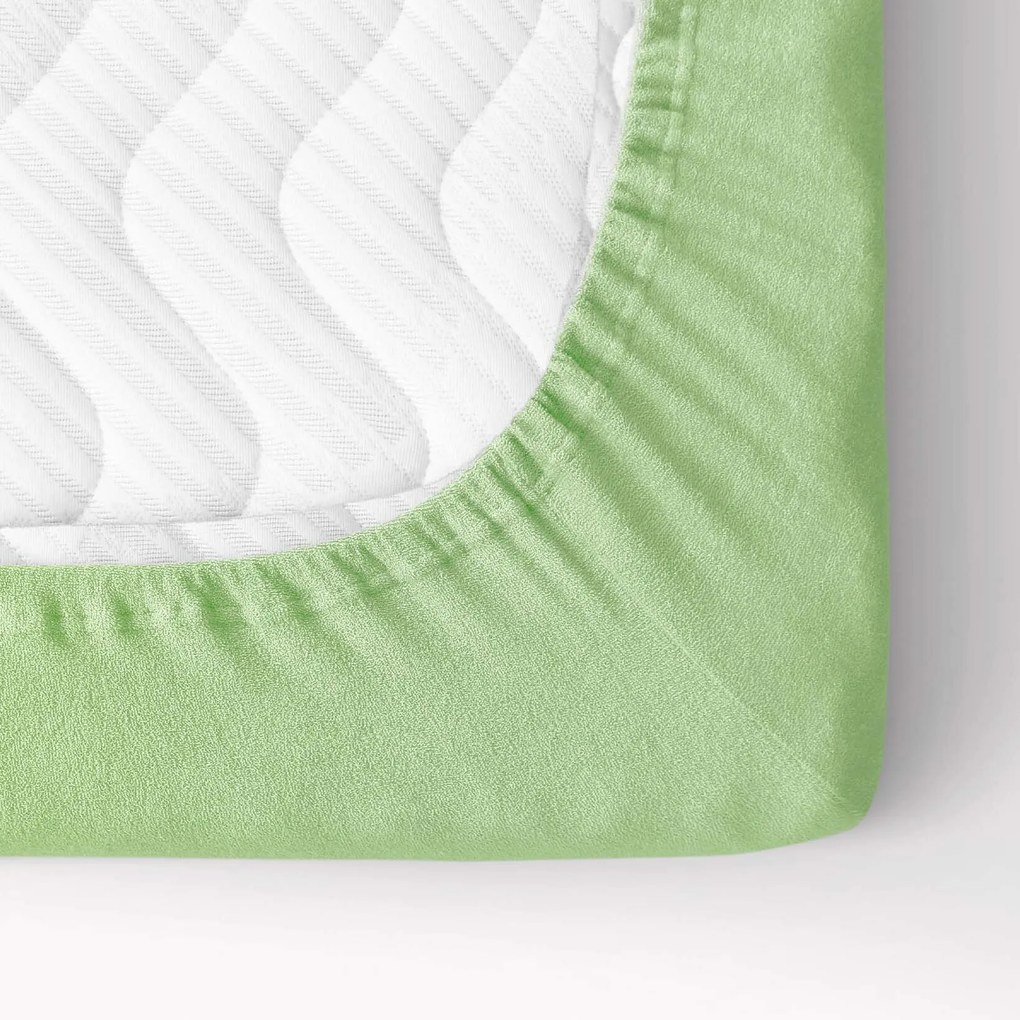 Goldea frottír gumis lepedő - világoszöld 90 x 200 cm