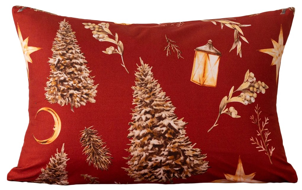 Mikroszálas párnahuzat GOLD CHRISTMAS 50x70 cm, piros