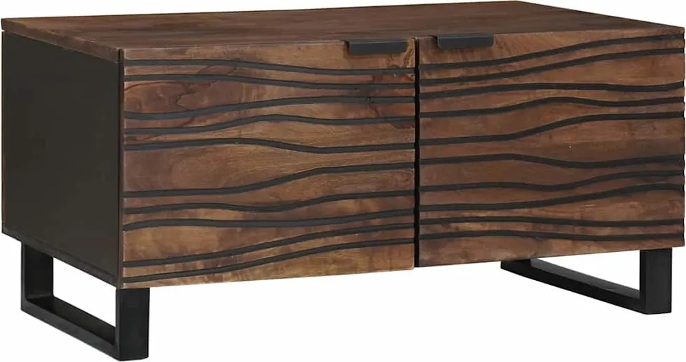 vidaXL Dohányzóasztal Barna és fekete 80 x 50 x 40 cm Tömör akácfa