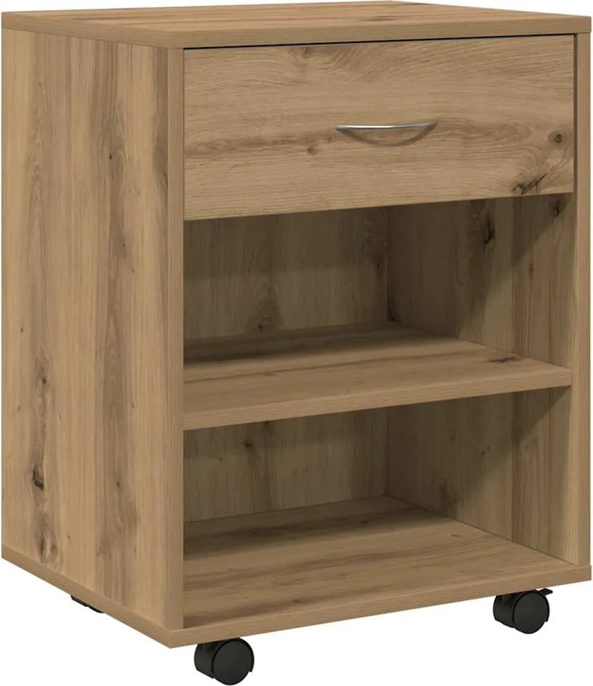 vidaXL kézműves tölgy színű szerelt fa kerekes szekrény 45 x 36 x 59cm