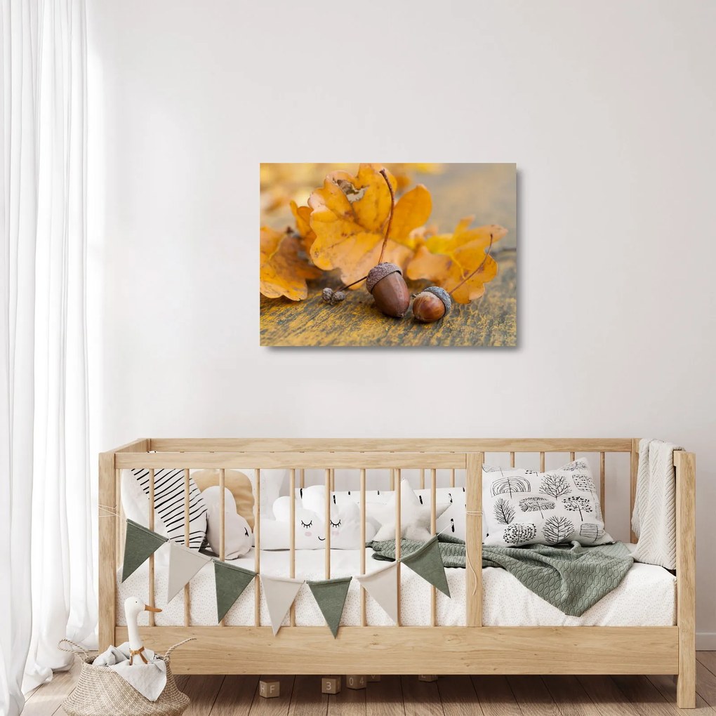 Üveg kép - Őszi makk (70x50 cm)