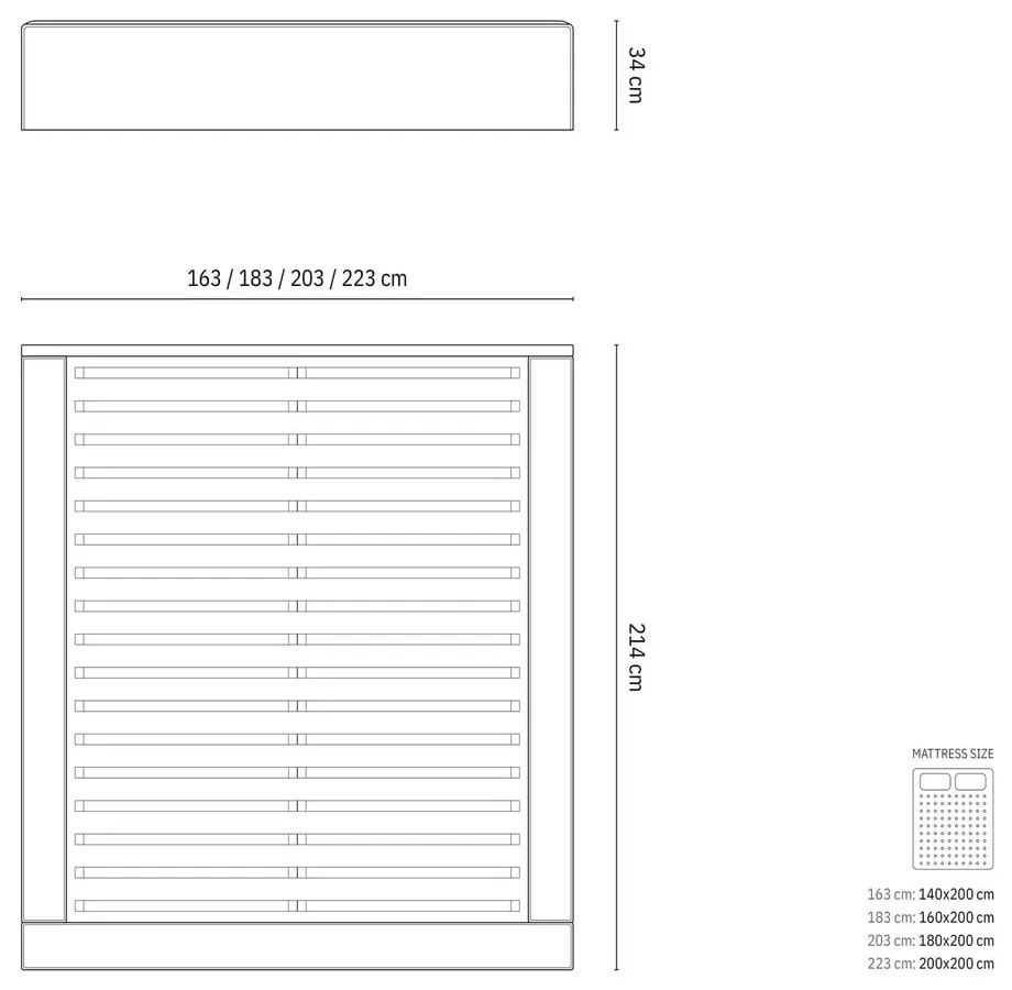 Zöld kárpitozott ágyneműtartós franciaágy ágyráccsal 200x200 cm Simon – Micadoni