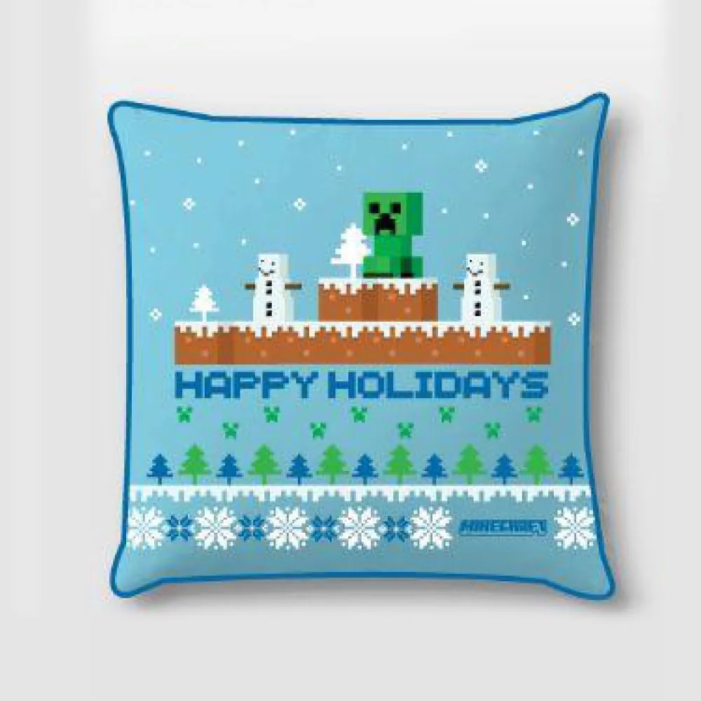 Minecraft Happy Holidays Karácsony párnahuzat 40x40 cm Velúr