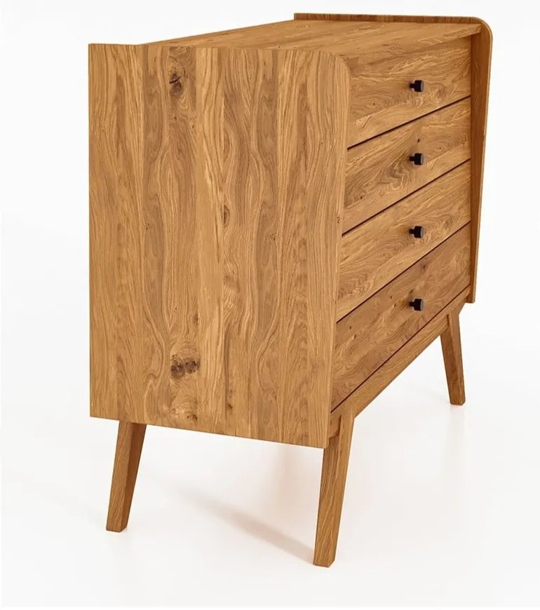 Alacsony tölgyfa komód 100x90 cm Retro - The Beds