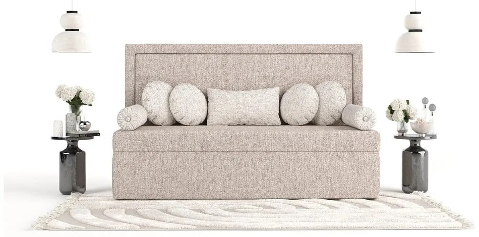 Világosbarna kárpitozott egyszemélyes ágy 80x200 cm Scala – Maison de Rêve