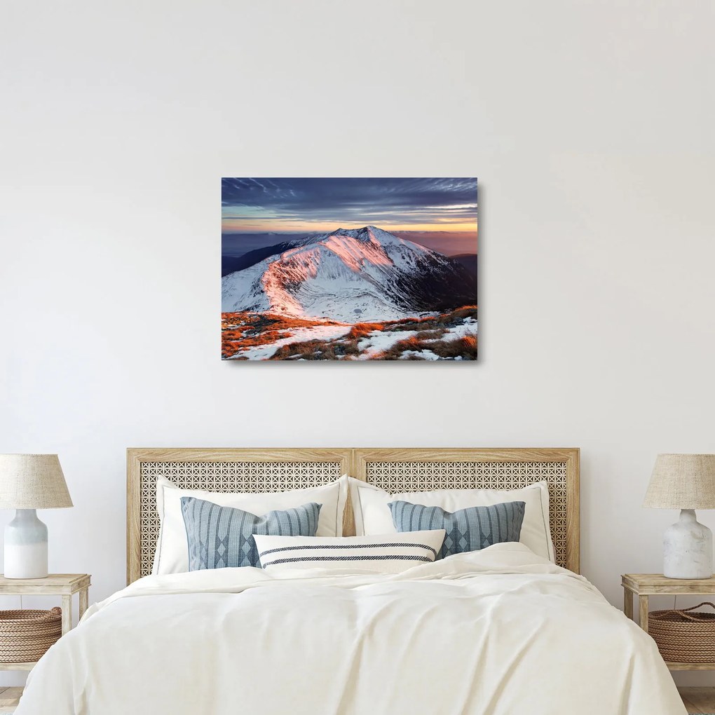 Üveg kép - Téli hegyi panoráma II. (70x50 cm)