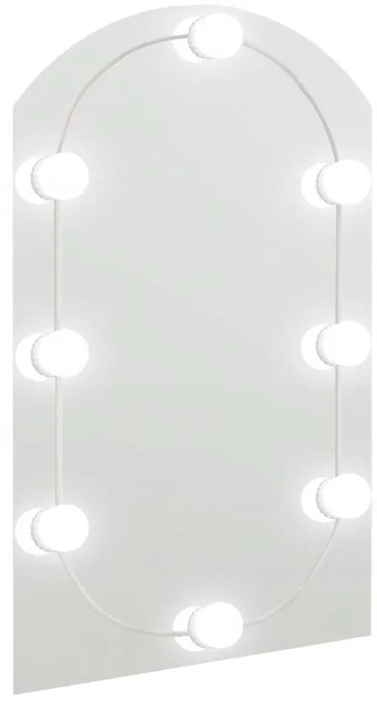 ívelt üvegtükör LED-lámpákkal 60 x 40 cm