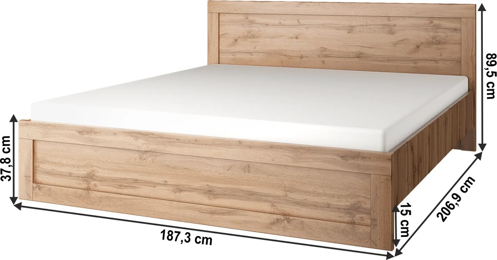 Franciaágy, 180x200, wotan tölgy, MORATIZ