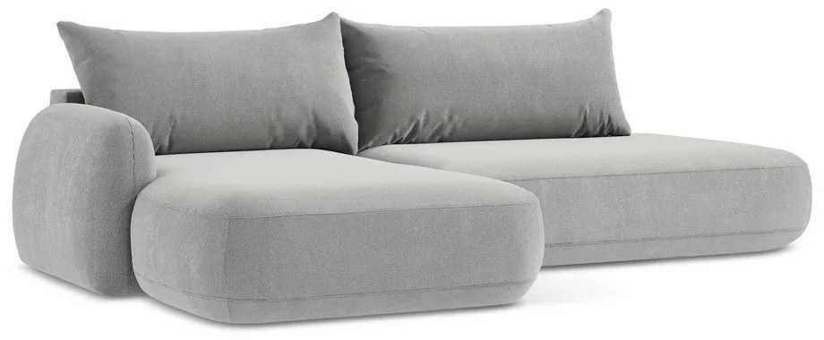 Világosszürke kinyitható sarokkanapé (bal oldali-heverő résszel) Hale – Makamii