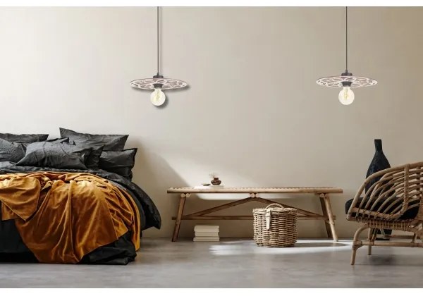 Csillár zsinóron FALCO 1xE27/60W/230V átm. 30 cm bézs