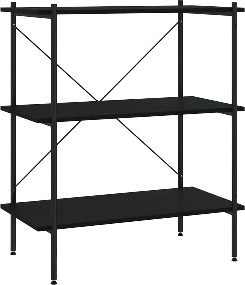 vidaXL fekete 3 szintes polcrendszer 80x40x92 cm