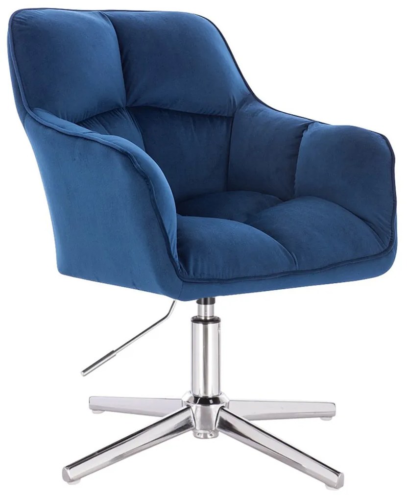 HR550CROSS Tengerkék modern velúr szék krómozott lábbal