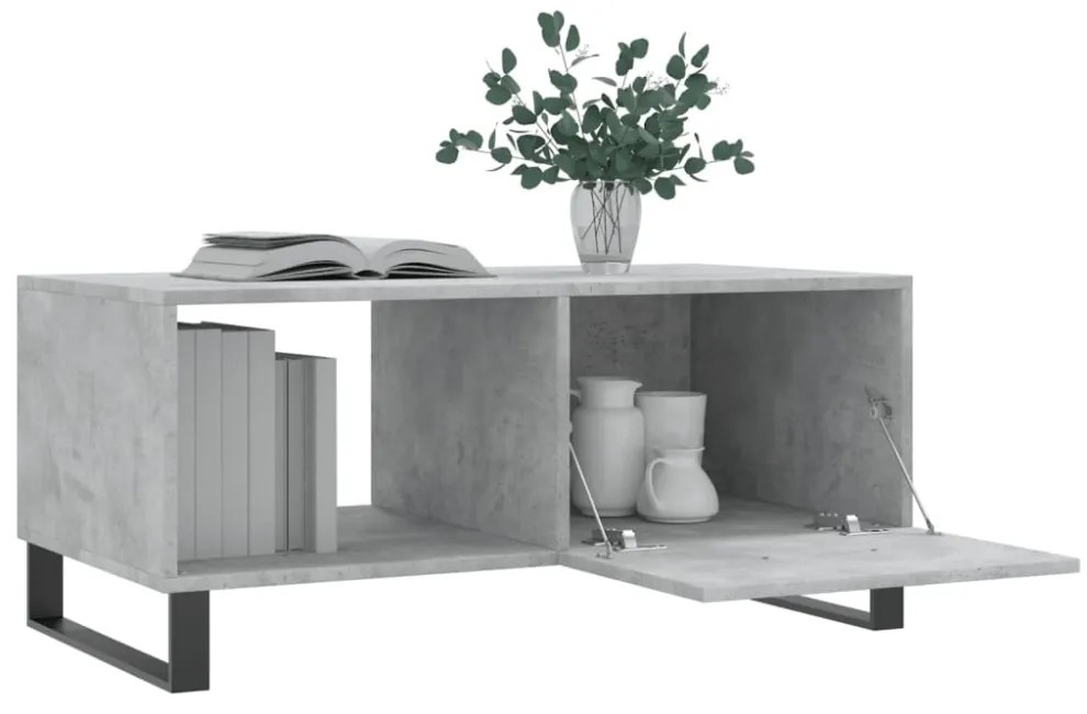 betonszürke szerelt fa dohányzóasztal 90 x 50 x 40 cm