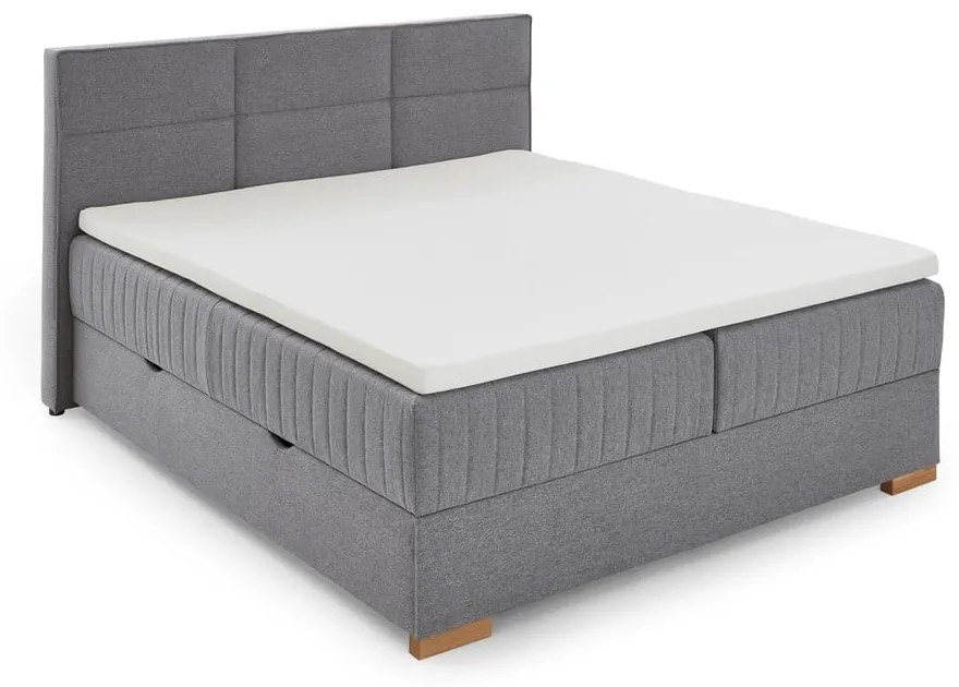 Szürke ágyneműtartós boxspring ágy 160x200 cm Tambo – Meise Möbel