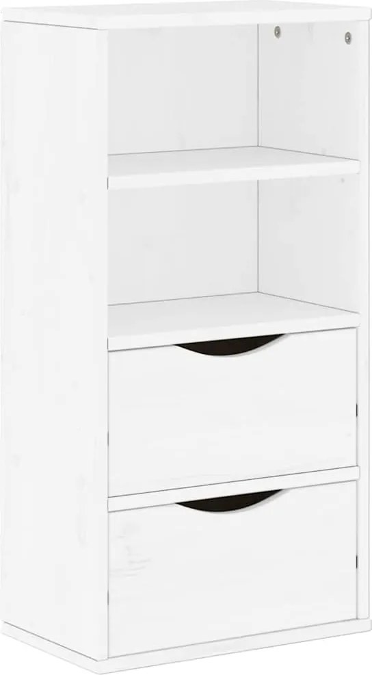 vidaXL ODDA tömörfa fenyőfa fiókos oldalsó szekrény fehér 40x24x79 cm
