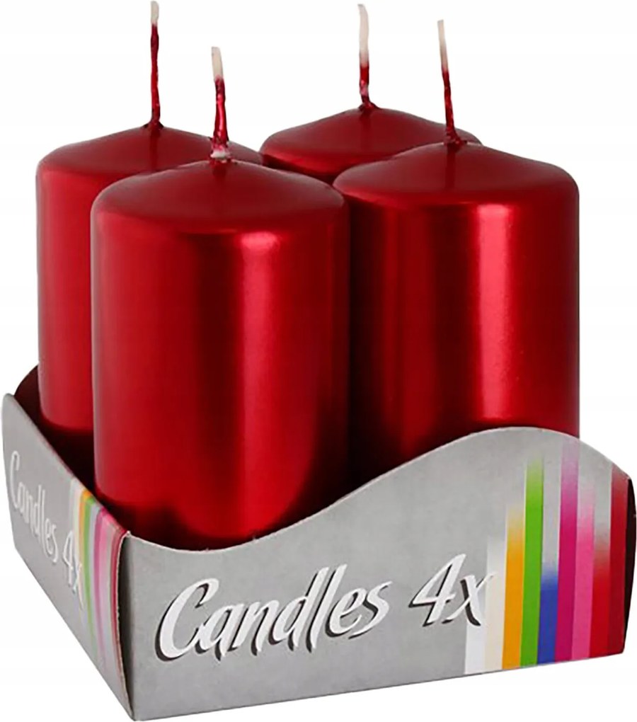Adventi gyertya 80x40mm Piros metálfényű (4db)
