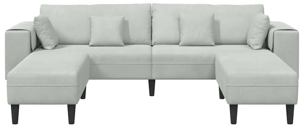 Bársony Kanapé párnával 3 pcs Világosszürke 208 cm Bársony