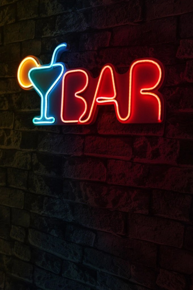 Műanyag LED-es fali dekoráció, Bar - Multicolor