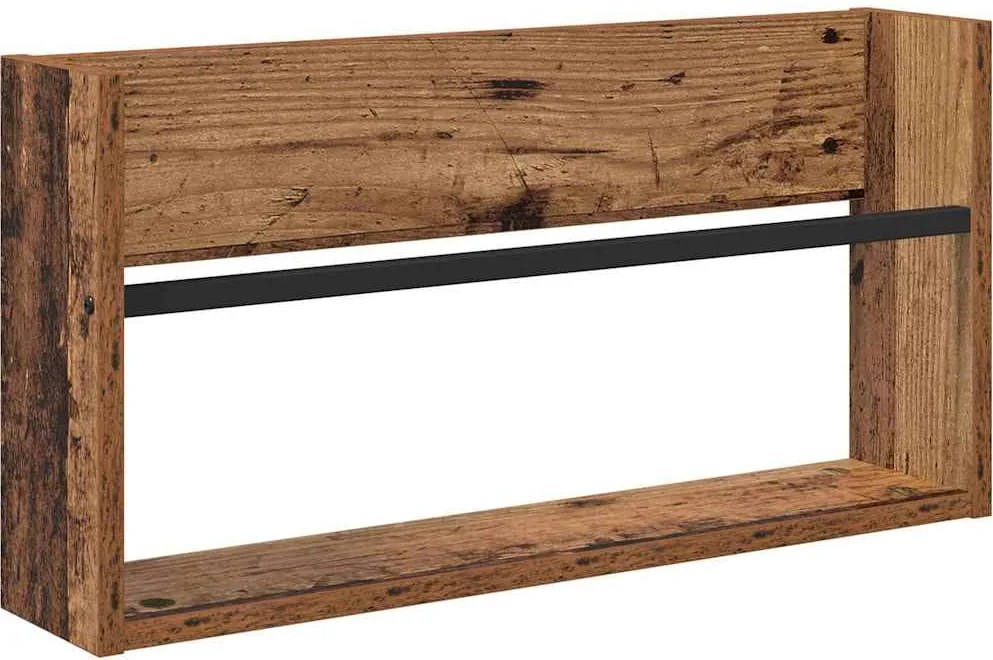 vidaXL Magazin állvány polcokkal Öreg fa 60 x 12 x 30 cm Faanyag