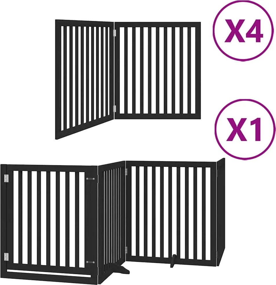 vidaXL fekete nyárfa 12 paneles összecsukható kutyakapu ajtóval 960 cm