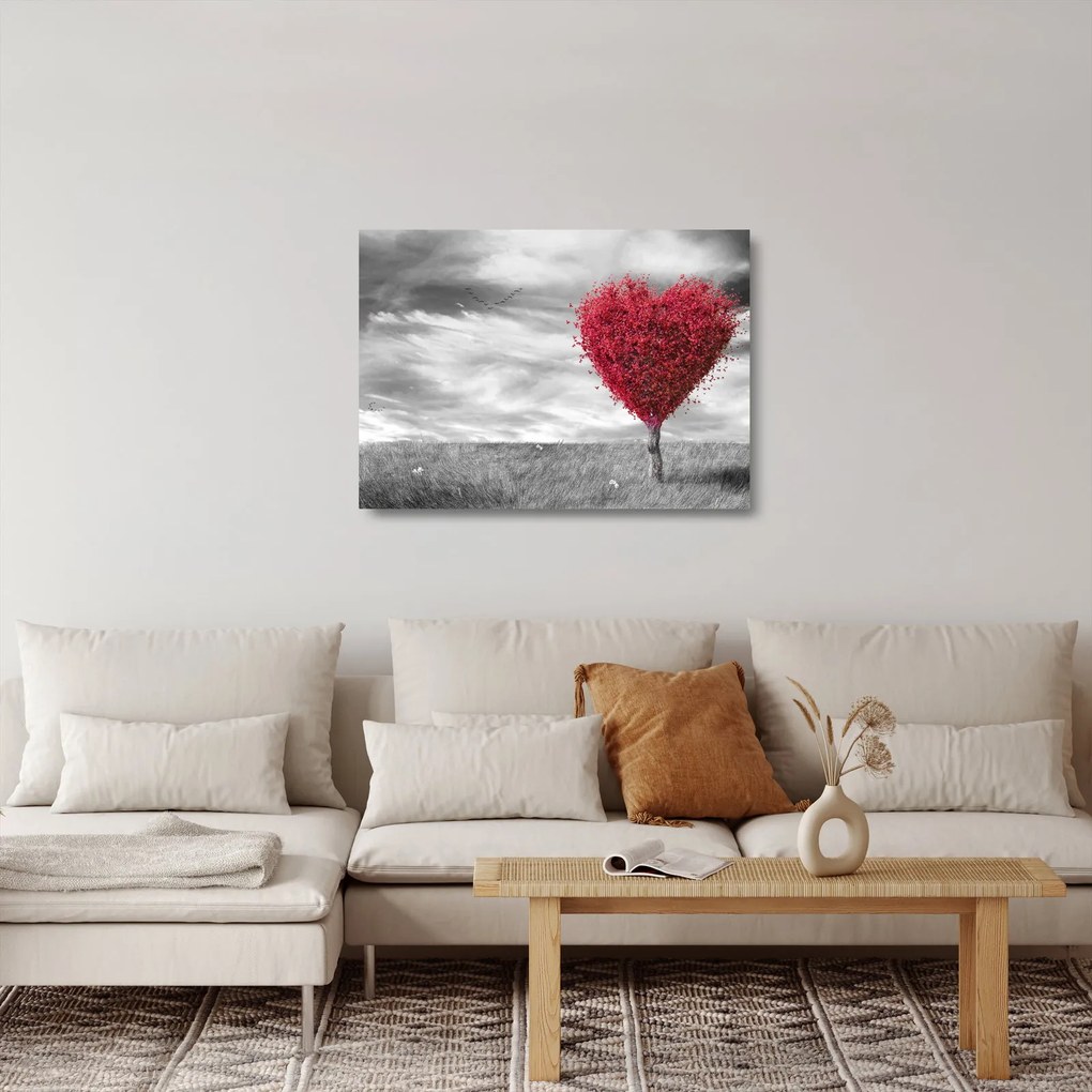 Kép - szív a fák koronájából (üvegen) (70x50 cm)