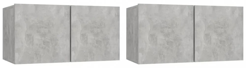 2 db betonszürke függő TV-szekrény 60 x 30 x 30 cm