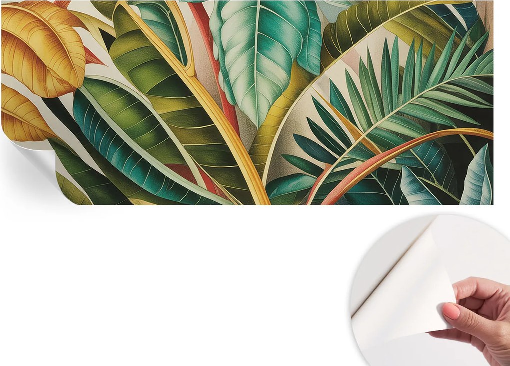 Divatos öntapadós fali tapéta Egzotikus levelek 250x104 cm