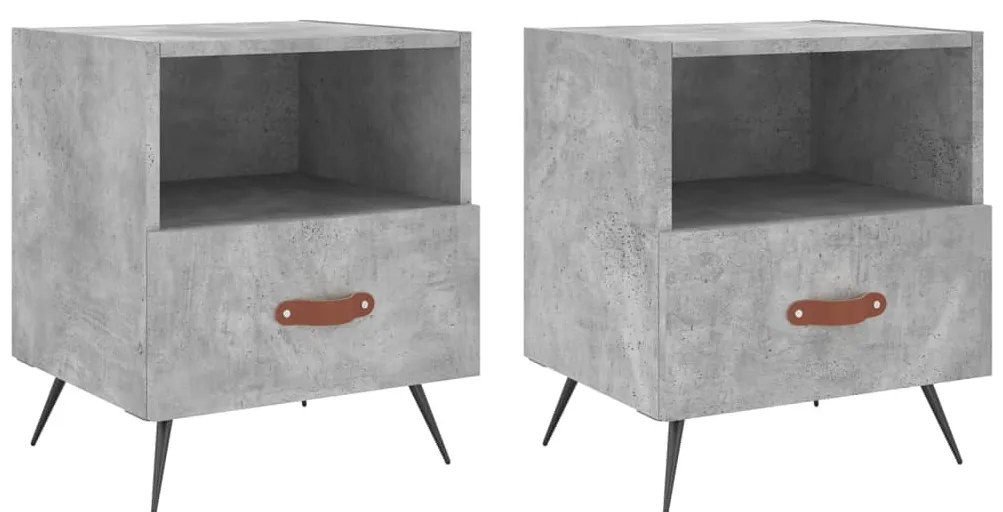 2 db betonszürke szerelt fa éjjeliszekrény 40 x 35 x 47,5 cm