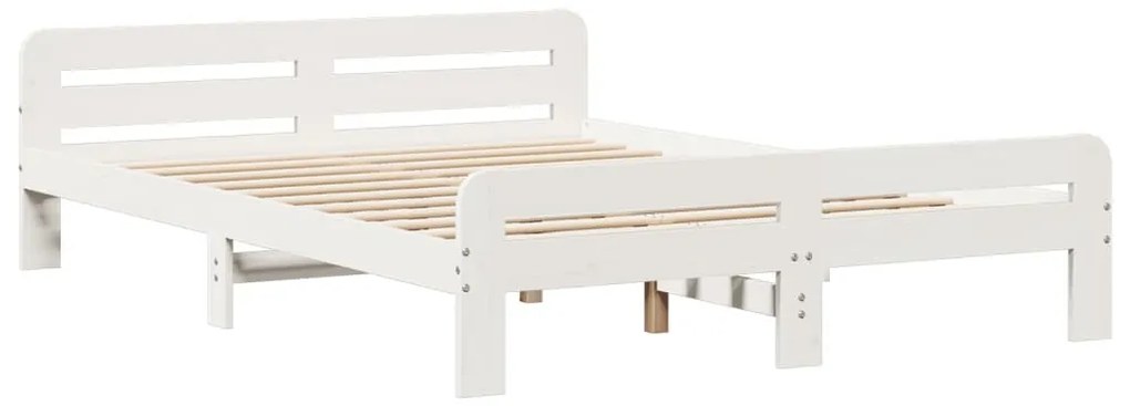 fehér tömör fenyőfa könyvespolcos ágy matrac nélkül 140x190 cm