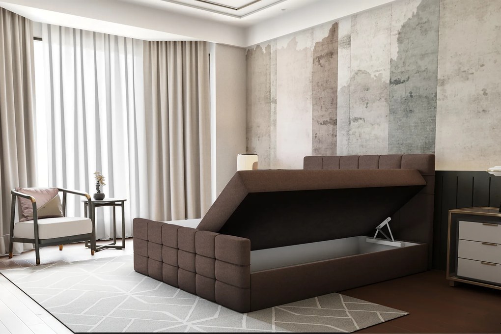 Boxspring ágy, 180x200, barna, BEST