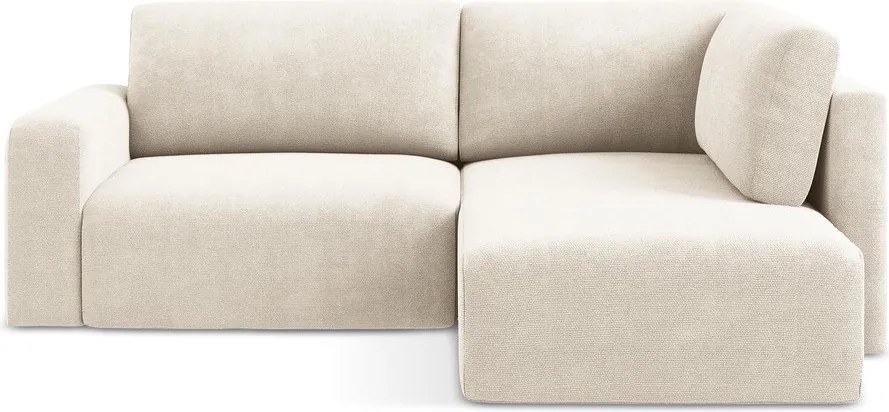 Krémszínű zsenília kinyitható-tárolóhelyes sarokkanapé (jobb oldali-L alakú) Kona – Makamii