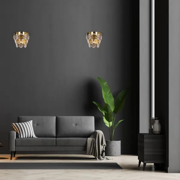 Kristály fali lámpa GRACE 2xE14/40W/230V arany