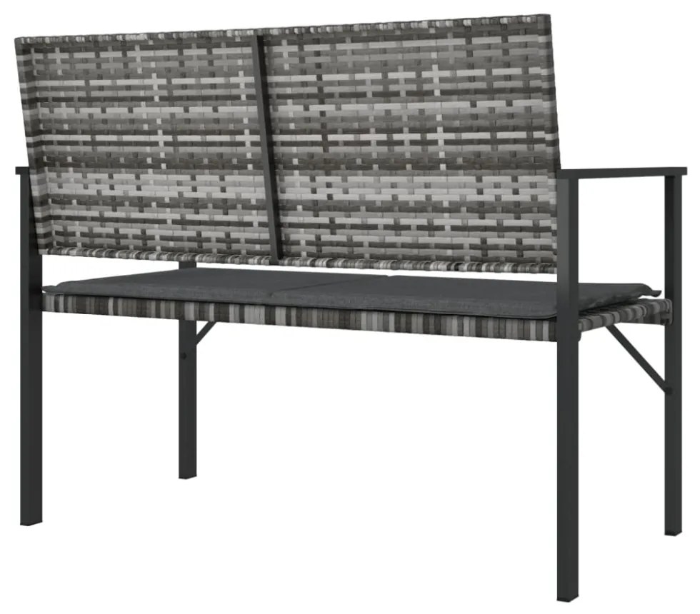2-személyes szürke polyrattan kerti pad párnával