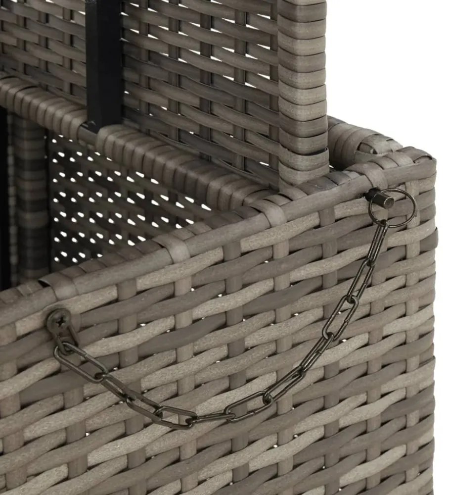 szürke polyrattan és akácfa kerti asztal 110 x 110 x 71 cm