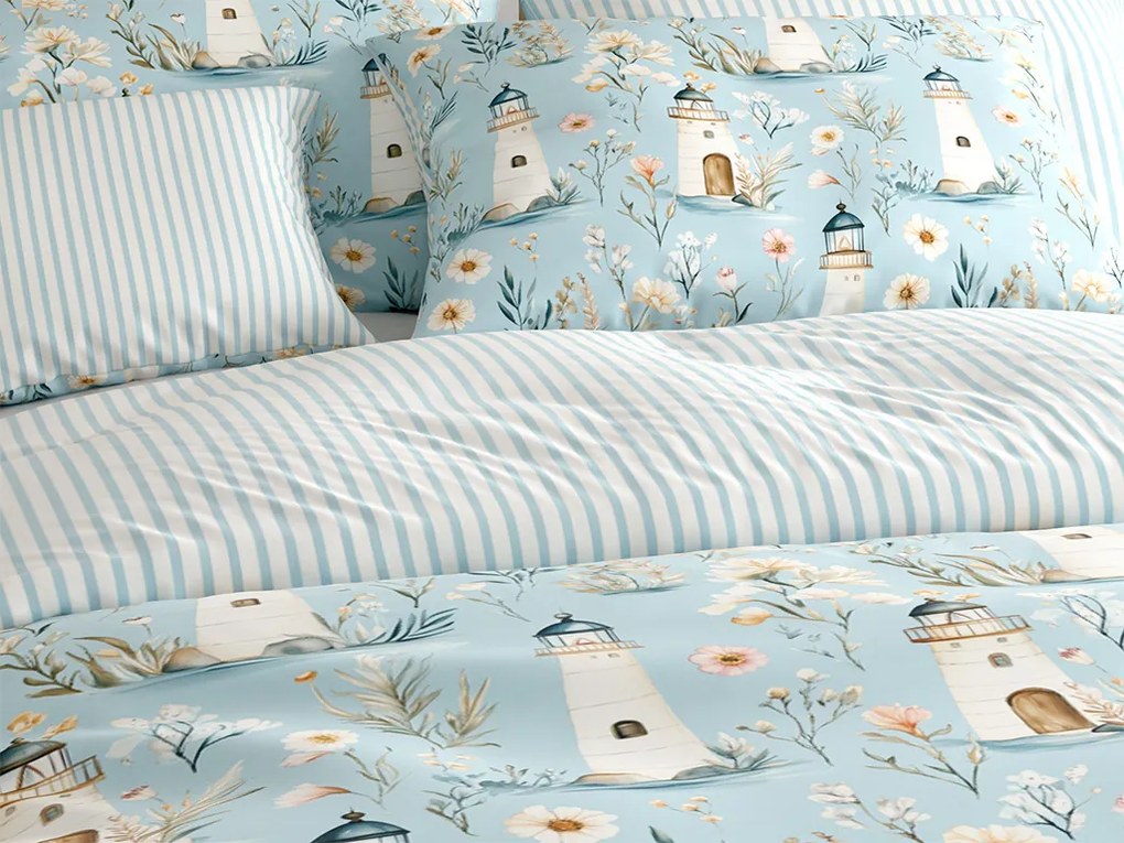 Pamut ágynemű LIGHTHOUSE POLY kék Ágyneműhuzat mérete: 2 db 70 x 90 cm | 200 x 220 cm