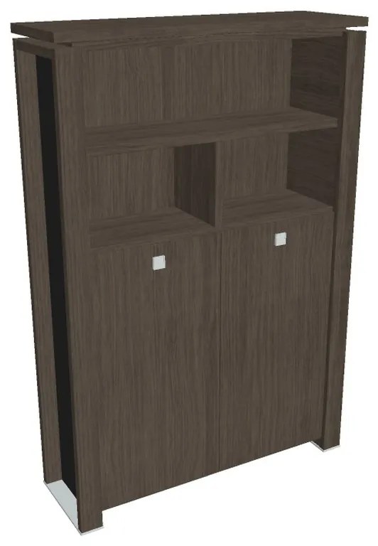 Verno+ S magas gardrób 140 x 46 x 210 cm, polccal, antracit tölgy / fekete