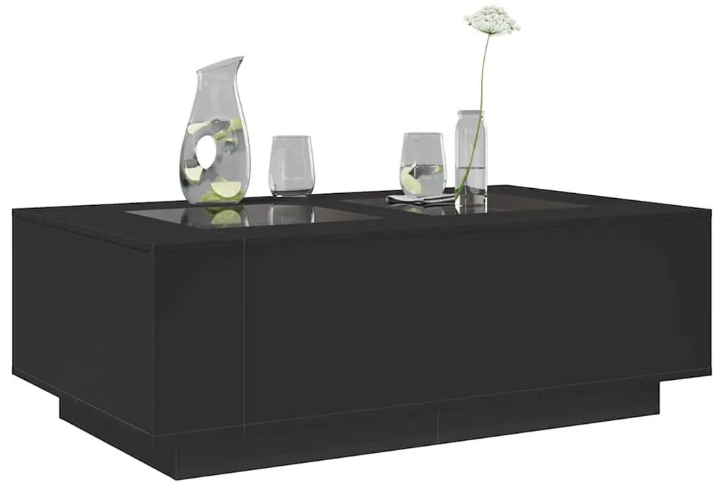 Fekete végtelen hatású LED-es dohányzóasztal 116 x 69 x 40 cm