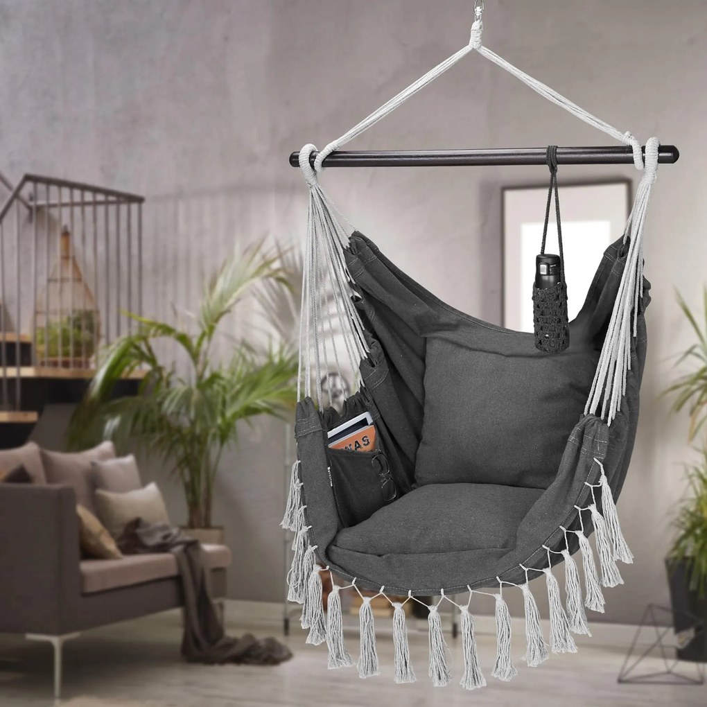 MANDY függőszék, 170x100x150cm, sötétszürke Detex