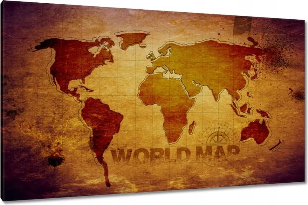 Vászonkép 120x70 Barna világtérkép World map