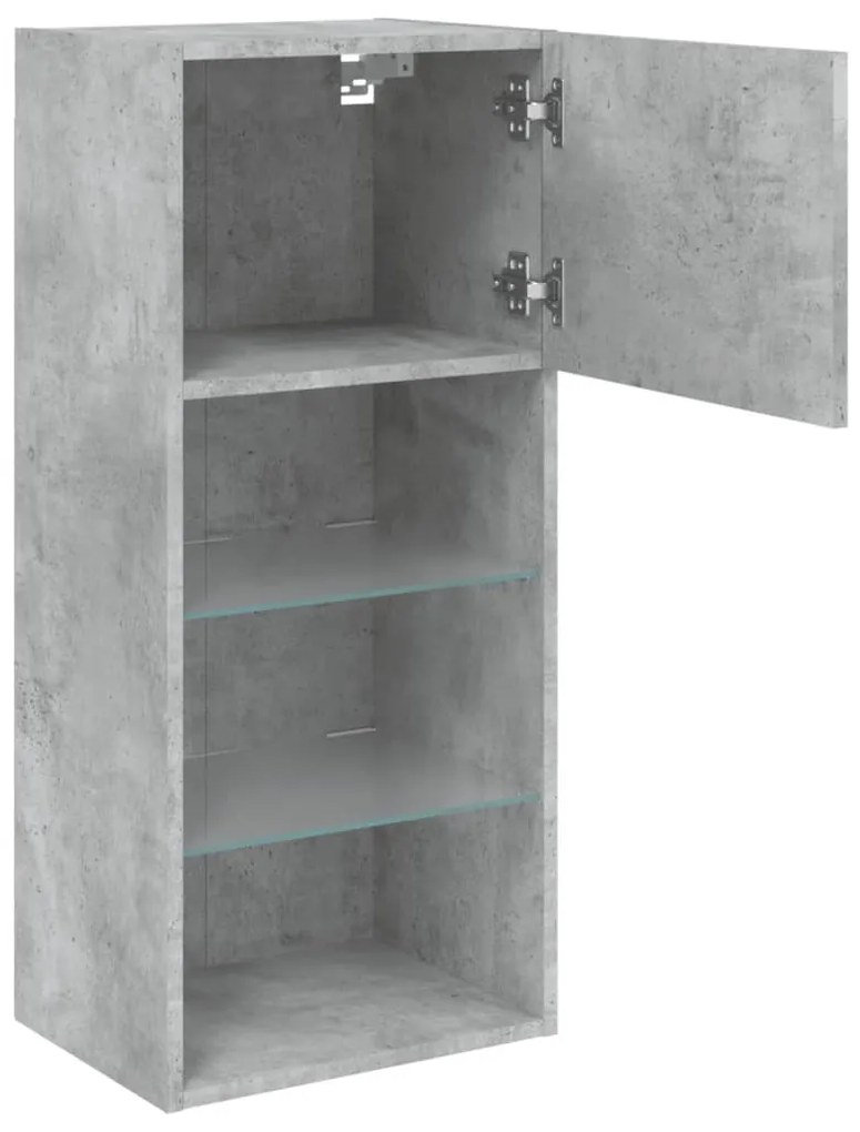 2 db betonszürke TV-szekrény LED-világítással 40,5 x 30 x 90 cm