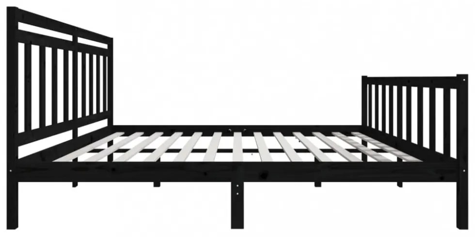 fekete tömör fa ágykeret 200 x 200 cm