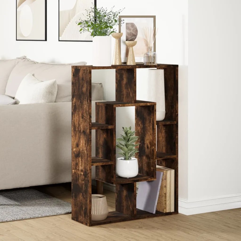 füstös tölgy színű szerelt fa könyvespolc 63 x 20 x 90 cm